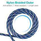 EMK 90 Degree Swivel Adjustable Right Angled 360 Degrees Rotatable Plug Nylon Woven Mesh Optical Audio Cable, 1m(Blue), 1.5m(Blue), 2m(Blue), 3m(Blue), 5m(Blue), 8m(Blue), 10m(Blue), 15m(Blue), 20m(Blue), 25m(Blue), 30m(Blue)