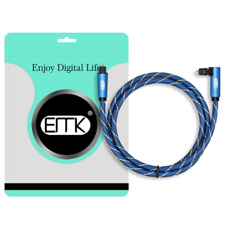 EMK 90 Degree Swivel Adjustable Right Angled 360 Degrees Rotatable Plug Nylon Woven Mesh Optical Audio Cable, 1m(Blue), 1.5m(Blue), 2m(Blue), 3m(Blue), 5m(Blue), 8m(Blue), 10m(Blue), 15m(Blue), 20m(Blue), 25m(Blue), 30m(Blue)