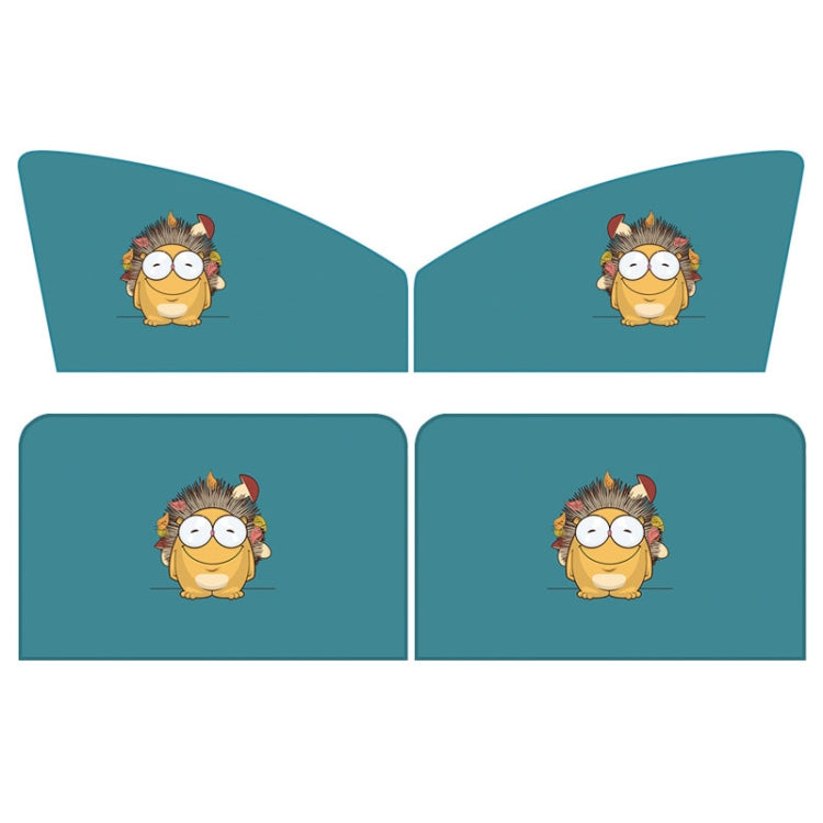 4 PCS / Set Car Window Magnet Sunshade Curtain Heat Insulation Sun Block, 4 PCS / Set (Hedgehog), 4 PCS / Set (Catman)