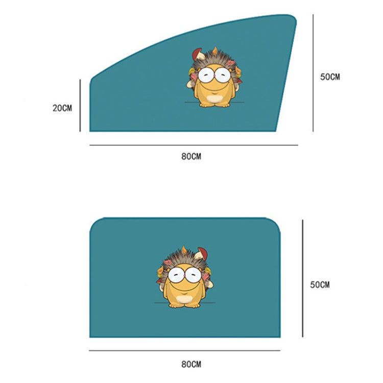 4 PCS / Set Car Window Magnet Sunshade Curtain Heat Insulation Sun Block, 4 PCS / Set (Hedgehog), 4 PCS / Set (Catman)