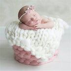 Soft Newborn Photography Prop Chunky Knit Blanket  for 100 Days Milestone, 50x50cm