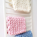 Soft Newborn Photography Prop Chunky Knit Blanket  for 100 Days Milestone, 50x50cm