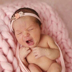 Soft Newborn Photography Prop Chunky Knit Blanket  for 100 Days Milestone, 50x50cm