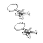 2 PCS Creative Stereo Plane Metal Keychain Bag Pendant Souvenir, Silver Small Plane