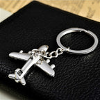 2 PCS Creative Stereo Plane Metal Keychain Bag Pendant Souvenir, Silver Small Plane