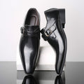 Pointed British Style Men Leather Shoes Buckle Low Heel Shoes, 47, 48