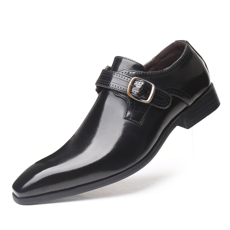 Pointed British Style Men Leather Shoes Buckle Low Heel Shoes, 47, 48