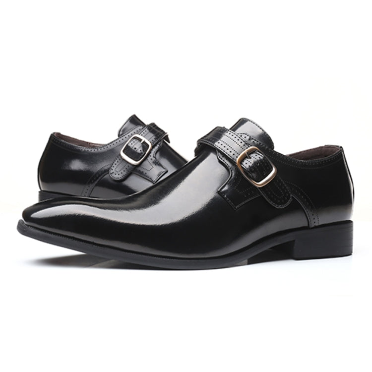 Pointed British Style Men Leather Shoes Buckle Low Heel Shoes, 47, 48