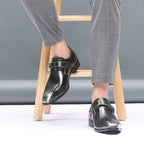 Pointed British Style Men Leather Shoes Buckle Low Heel Shoes, 47, 48