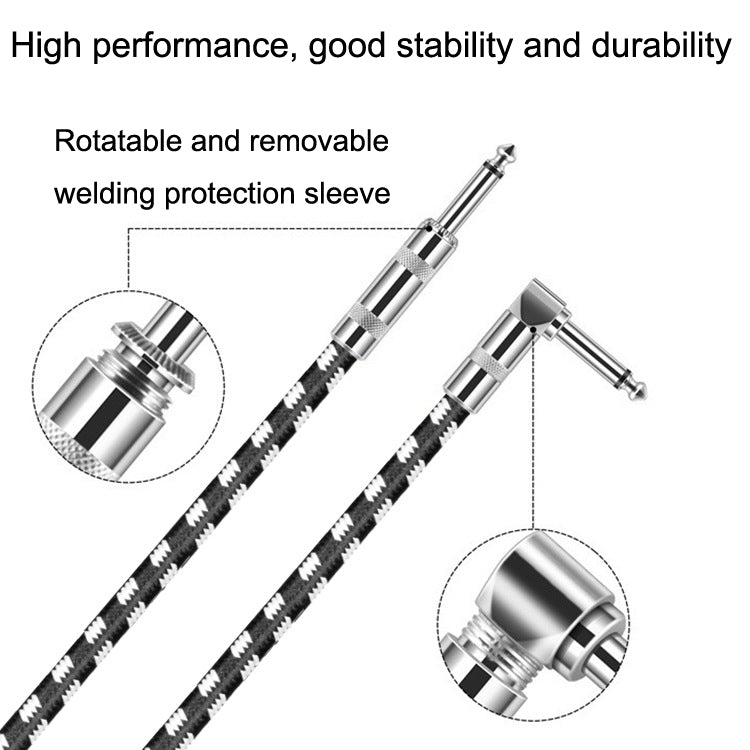 1 Straight Head +1 Elbow Head 6.35mm Guitar Cable Oxygen-Free Copper Core TS Large Two-core Cable, 0.15m, 0.3m, 0.5m, 1m, 1.5m, 2m, 3m, 5m, 8m, 10m
