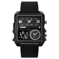 SKMEI 2021 Square Large Dial Triple Movement Men Sports Watch, 2021 Black Black Machine, 2021 Black White Machine, 2021 Amber, 2021 Transparent Blue, 2021 Transparent Pink, 2021 Transparent White