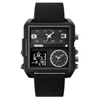 SKMEI 2021 Square Large Dial Triple Movement Men Sports Watch, 2021 Black Black Machine, 2021 Black White Machine, 2021 Amber, 2021 Transparent Blue, 2021 Transparent Pink, 2021 Transparent White