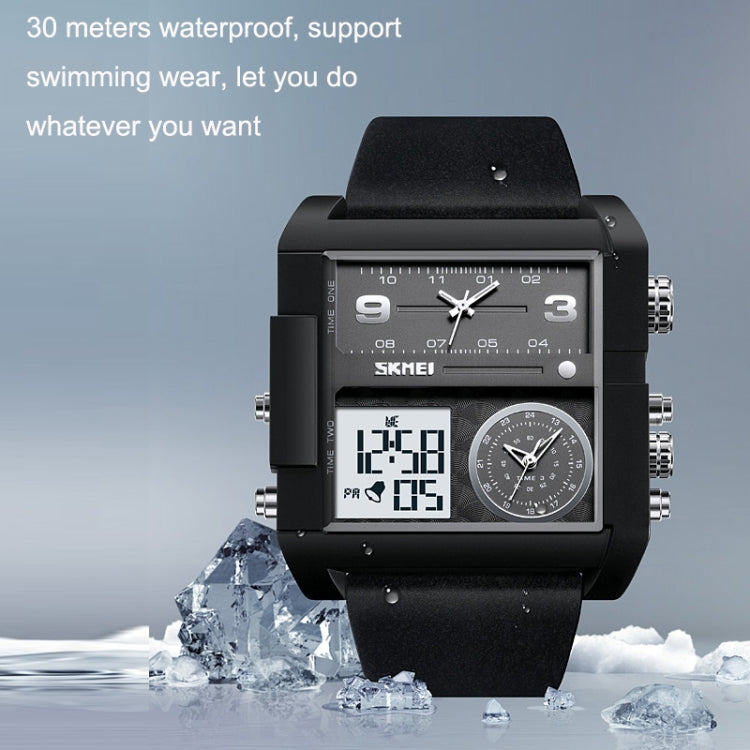 SKMEI 2021 Square Large Dial Triple Movement Men Sports Watch, 2021 Black Black Machine, 2021 Black White Machine, 2021 Amber, 2021 Transparent Blue, 2021 Transparent Pink, 2021 Transparent White