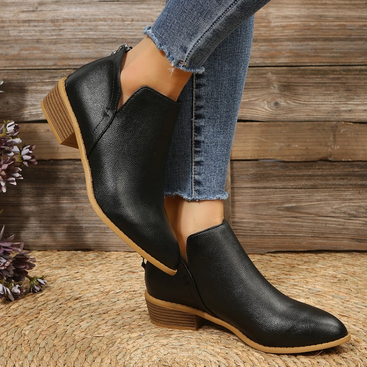 Autumn And Winter Pointed Low-Heeled Boots Women Low Tube Boots, 36, 37, 38, 39, 40, 41, 42, 43