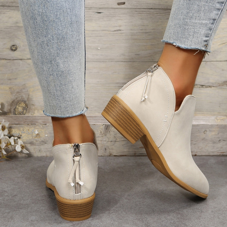 Autumn And Winter Pointed Low-Heeled Boots Women Low Tube Boots, 36, 37, 38, 39, 40, 41, 42, 43