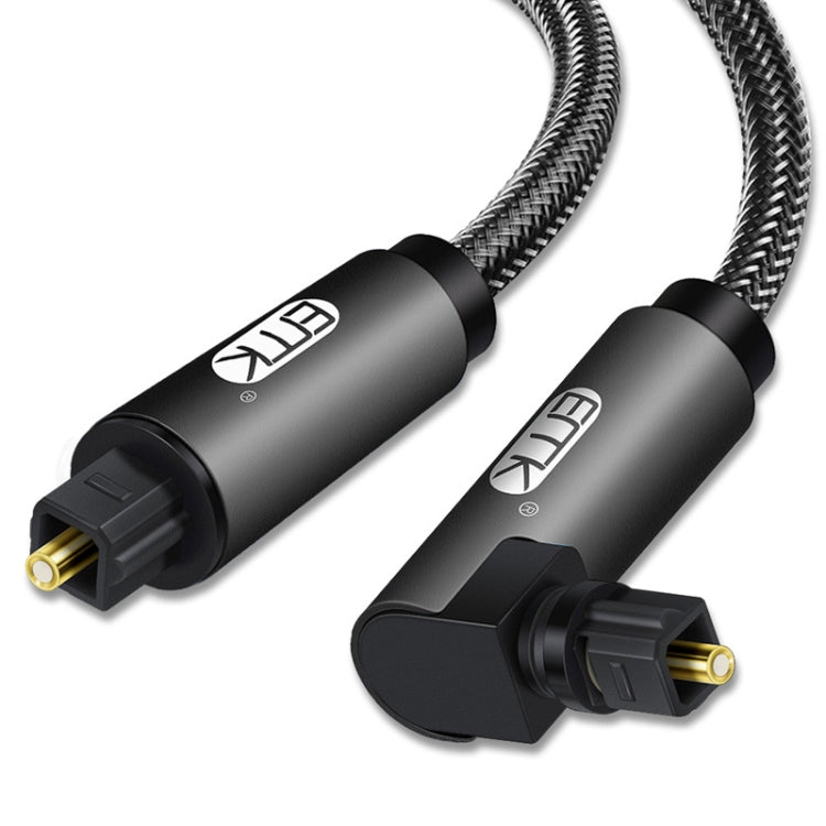 EMK 90 Degree Swivel Adjustable Right Angled 360 Degrees Rotatable Plug Nylon Woven Mesh Optical Audio Cable, 1m(Black), 1.5m(Black), 2m(Black), 3m(Black), 5m(Black), 8m(Black), 10m(Black), 15m(Black), 20m(Black), 25m(Black), 30m(Black)
