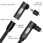 EMK 90 Degree Swivel Adjustable Right Angled 360 Degrees Rotatable Plug Nylon Woven Mesh Optical Audio Cable, 1m(Black), 1.5m(Black), 2m(Black), 3m(Black), 5m(Black), 8m(Black), 10m(Black), 15m(Black), 20m(Black), 25m(Black), 30m(Black)