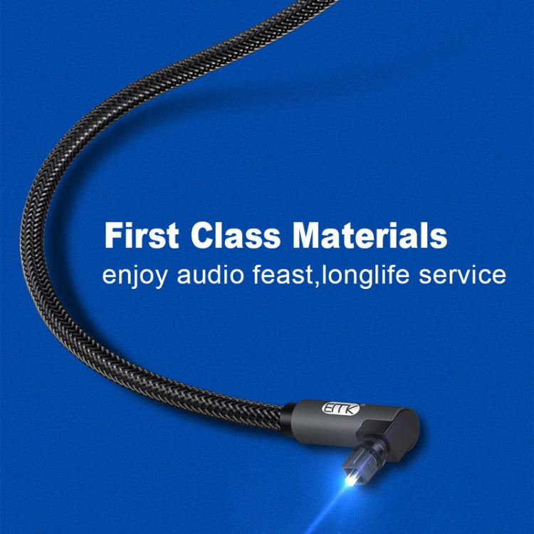 EMK 90 Degree Swivel Adjustable Right Angled 360 Degrees Rotatable Plug Nylon Woven Mesh Optical Audio Cable, 1m(Black), 1.5m(Black), 2m(Black), 3m(Black), 5m(Black), 8m(Black), 10m(Black), 15m(Black), 20m(Black), 25m(Black), 30m(Black)