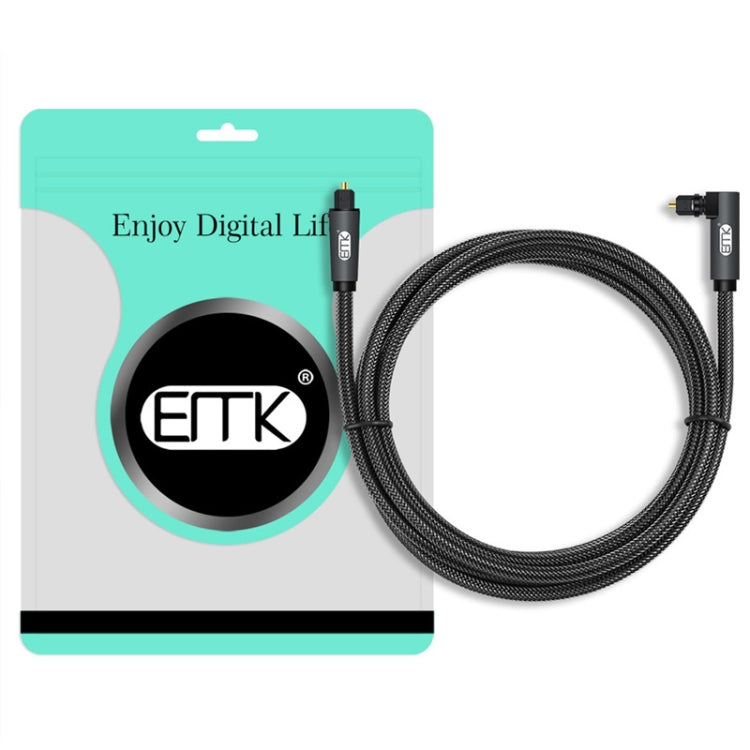 EMK 90 Degree Swivel Adjustable Right Angled 360 Degrees Rotatable Plug Nylon Woven Mesh Optical Audio Cable, 1m(Black), 1.5m(Black), 2m(Black), 3m(Black), 5m(Black), 8m(Black), 10m(Black), 15m(Black), 20m(Black), 25m(Black), 30m(Black)