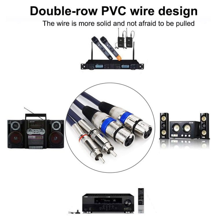 2RCA Male 2XLR Caron Female Speaker Audio Balance Cable, 0.5m, 1m, 1.5m, 2m, 3m, 5m, 10m, 20m