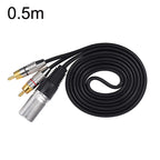 XLR Male To 2RCA Male Plug Stereo Audio Cable, Length:, 0.5m, 1m, 1.5m, 2m, 3m, 5m, 8m, 10m