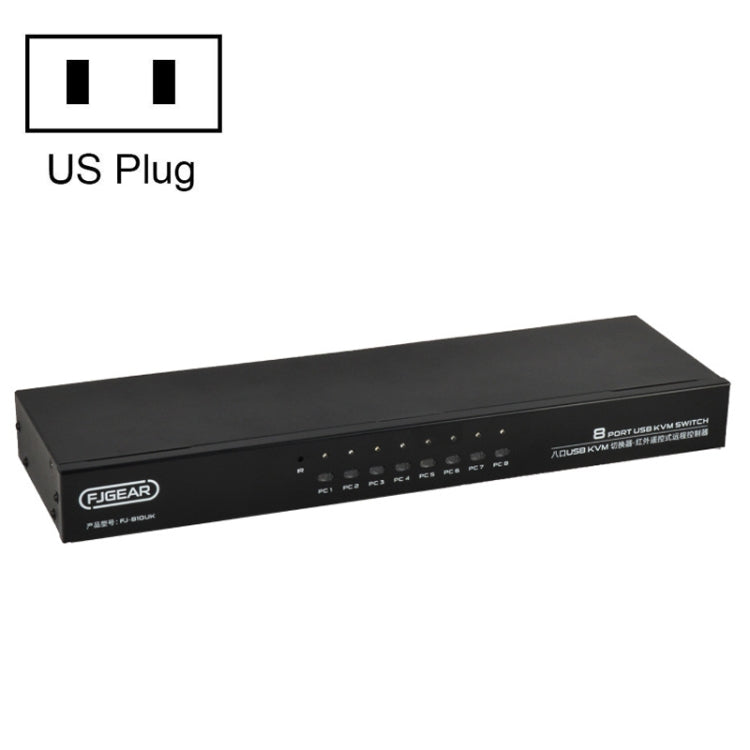 FJGEAR FJ-810UK 8 In 1 Out USB KVM Switcher With Desktop Switch, FJ-810UK EU Plug, FJ-810UK US Plug