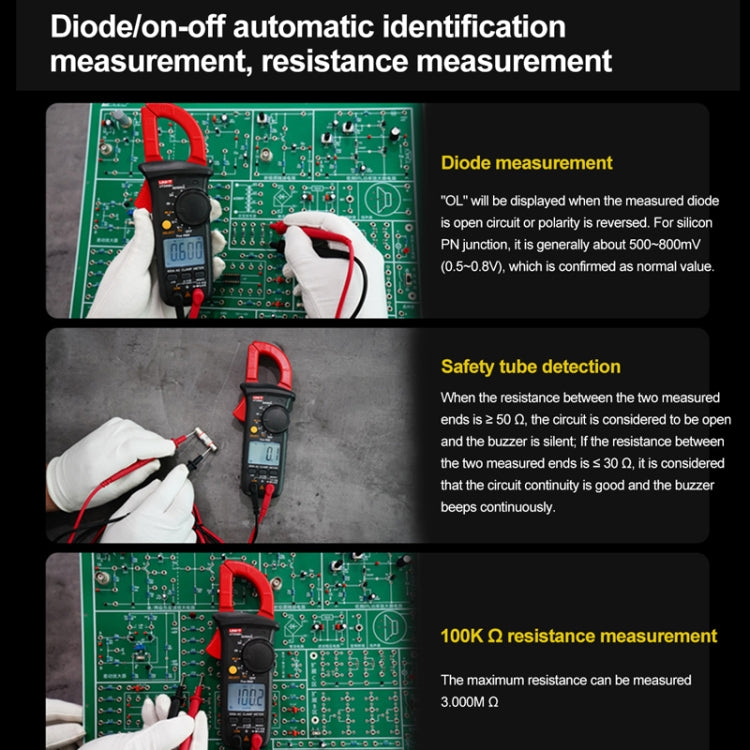 Digital Clamp Multimeter AC/DC Voltage Detector Frequency Resistance Tester, UT200A+ 400A, UT200B+ 600A