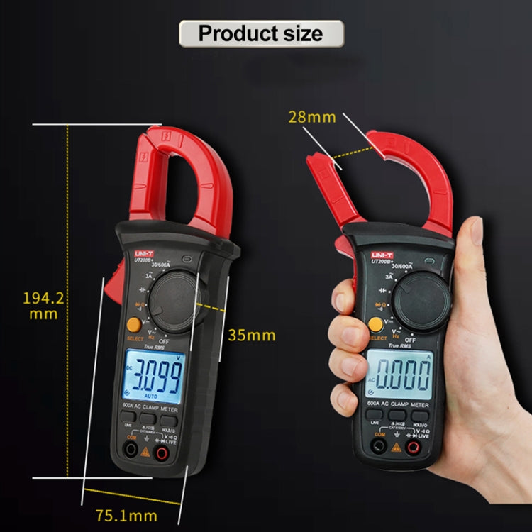 Digital Clamp Multimeter AC/DC Voltage Detector Frequency Resistance Tester, UT200B+ 600A, UT200A+ 400A