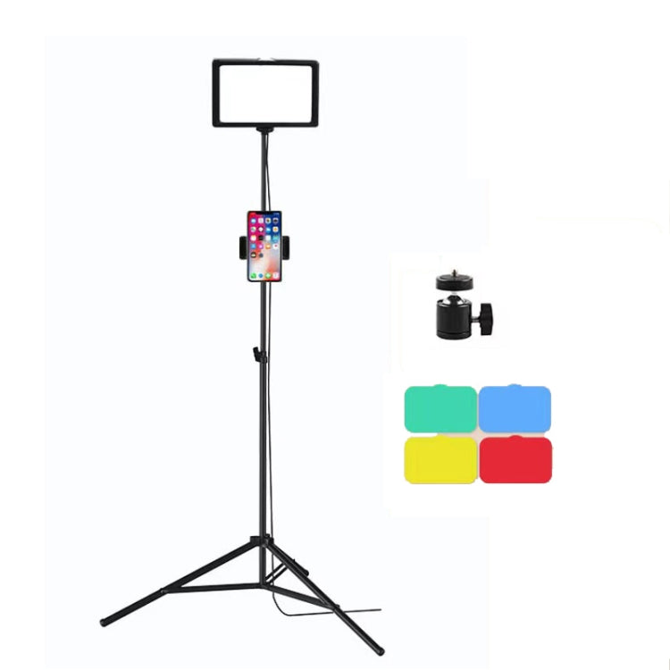 6 Inch 3200-5500K Three-color Temperature Photography Flat-panel Live Fill Light,Spec:, Small Tripod, 30cm Bracket, 42CM Bracket, 0.5m Bracket, 0.5m Bracket +Bluetooth RC, 2.1m Bracket, 2.1m Bracket+Bluetooth RC, Overhead Bracket