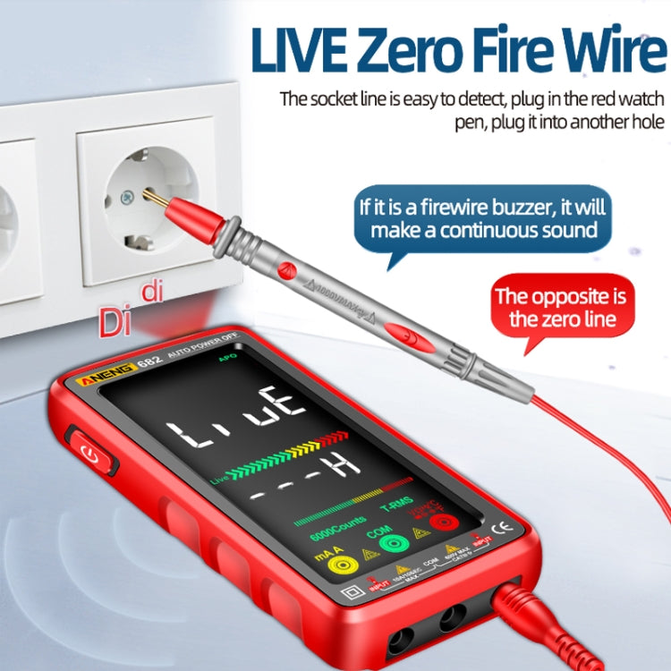 ANENG 682 Smart VA Reverse Display Automatic Range Rechargeable Multimeter, 682 Red, 682 Black