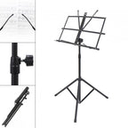 Portable Folding  Lifted and Thickened Piano Stand Guzheng Guitar Home Music Stand, Black, Black Yellow