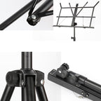 Portable Folding  Lifted and Thickened Piano Stand Guzheng Guitar Home Music Stand, Black, Black Yellow