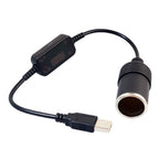 Car Converter Adapter Wired Controller USB to Cigarette Lighter Socket 5V to 12V Boost Power Adapter Cable, 30cm USB