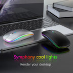 10 Inch RGB Colorful Backlit Bluetooth Keyboard And Mouse Set For Mobile Phone / Tablet, Black, White