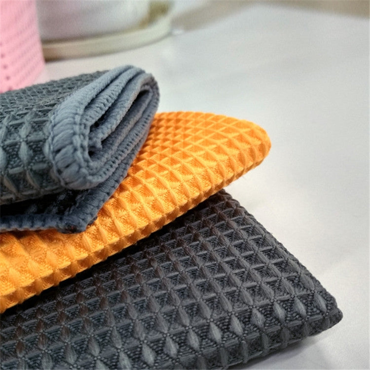 Pineapple Lattice Microfiber Lint-free Absorbent Honeycomb Car Washing Towel, 40x40cm