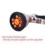 Electroplating Multifunctional High-pressure Water Gun 9 Function Front Trigger Car Wash Water Gun, 9 Function Front Trigger