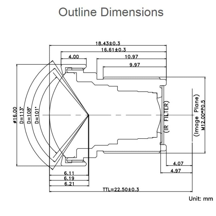 Waveshare WS1132712 For Raspberry Pi M12 High Resolution Lens, 12MP, 113 Degree FOV, 2.7mm Focal Length,23965, 23965