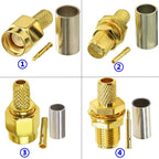 Plug Connector Crimp For RG58 / LMR195 / RG142 / RG400, 10pcs SMA Male, 10pcs SMA Female, 10pcs RP SMA Male, 10pcs RP SMA Female