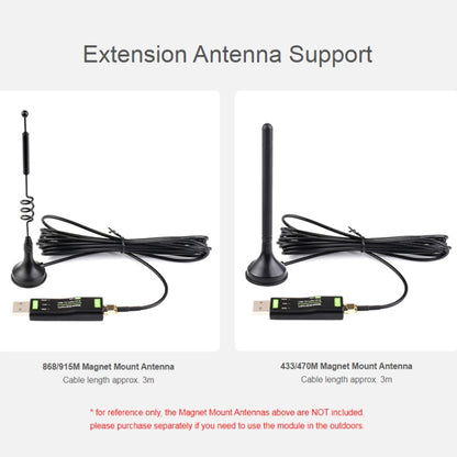 Waveshare 2pcs USB To LoRa Data Transfer Module Based On SX1262, LF Version Using TCXO Crystal Oscillator, HF Version Using TCXO Crystal Oscillator, LF Version Using XTAL Crystal Oscillator, HF Version Using XTAL Crystal Oscillator
