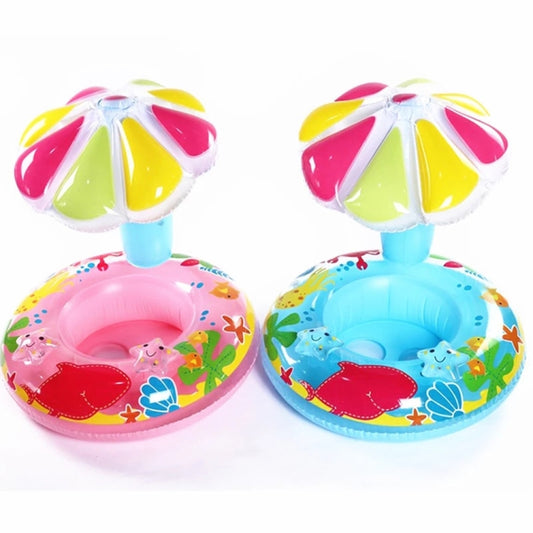 Children Environmental Protection PVC Inflatable Sunshade Mushroom Shape Seat Swimming Ring, Mushroom(Blue), Mushroom(Pink)