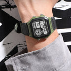 SYNOKE 9619B Nylon Canvas Strap Luminous Waterproof Digital Watch, Green Head Green Belt, Green Head Black Belt, Black Head Black Belt, Black Head Green Belt