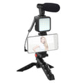 KIT-01LM 3 in 1 Video Shooting LED Light Portable Tripod Live Microphone, Battery Models, USB Charging Model