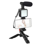 KIT-01LM 3 in 1 Video Shooting LED Light Portable Tripod Live Microphone, Battery Models, USB Charging Model