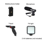KIT-01LM 3 in 1 Video Shooting LED Light Portable Tripod Live Microphone, Battery Models, USB Charging Model