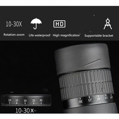 Continuous Zoom Single Tube Low Light Night Vision HD High Magnification Telescope, 10-30X50