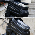WHEEL UP Hard Shell Bicycle Bag Front Beam Bag Mountain Bike mobile Phone Touch Screen Tube Bag Riding Equipment, White reflective models, Colorful reflective models