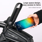 WHEEL UP Hard Shell Bicycle Bag Front Beam Bag Mountain Bike mobile Phone Touch Screen Tube Bag Riding Equipment, White reflective models, Colorful reflective models