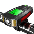 Front Light (With Fog Light) & Horn & Speedometer  Multifunctional Bicycle Mountain Bike Headlight, Code Watch (Blue), Code Watch (Red), Code Watch (Black)