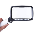 2X Handheld Folding Five LED Lights For Elderly People Reading Newspapers HD Acrylic Optical Lens Magnifying Glass, Folding With LED Lights