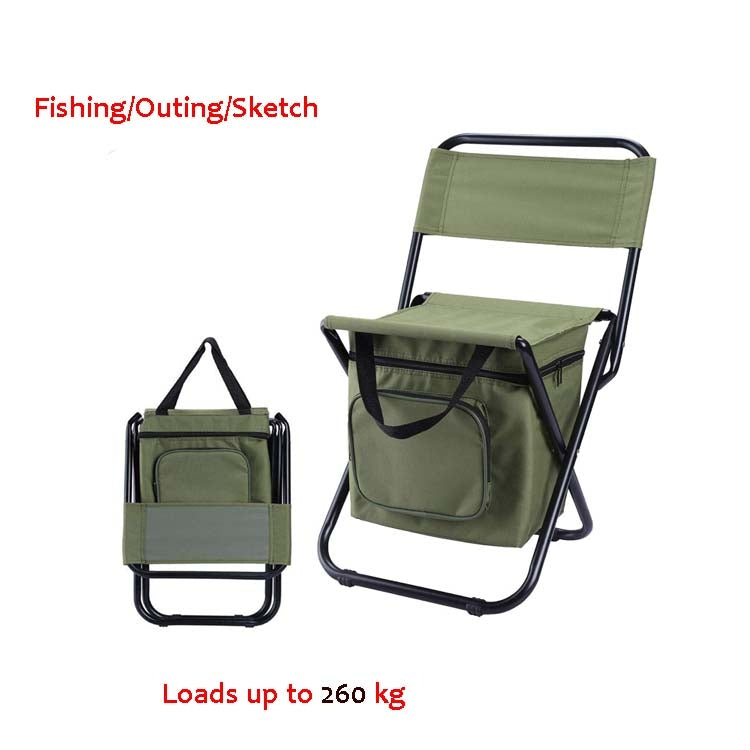 Outdoor Folding Chair with Storage Bag & Backrest & Heat Preservation Function, Outdoor Folding Chair